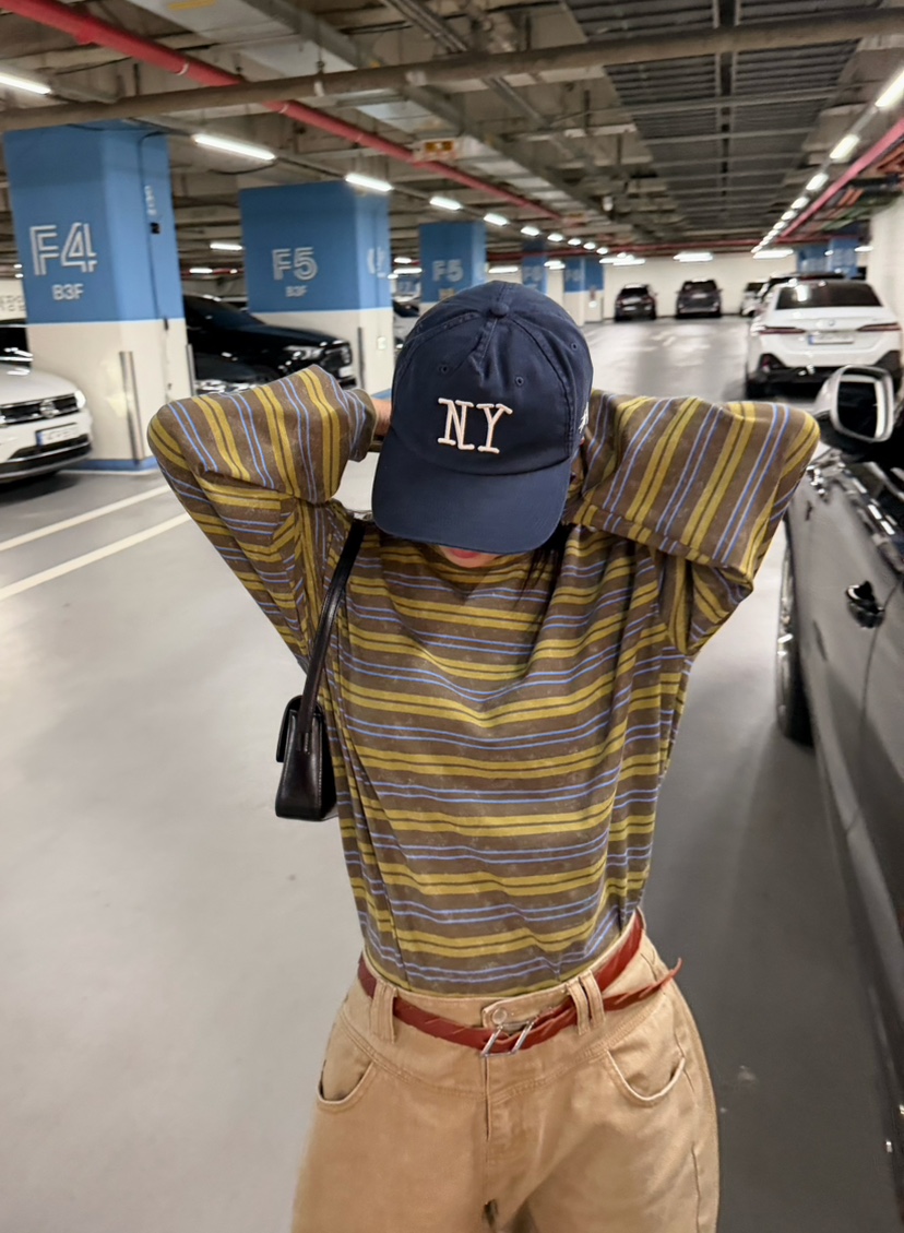BYRING韓國代購女裝新品熱賣休閑推薦時尚真品長袖T恤條紋BYRING長袖T恤
