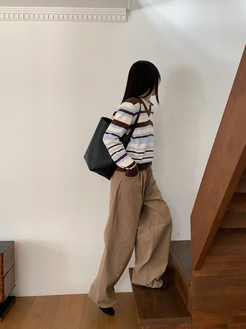BLEECKER韓國直郵女裝新品時尚真品人氣休閑熱賣針織衫條紋BLEECKER針織衫