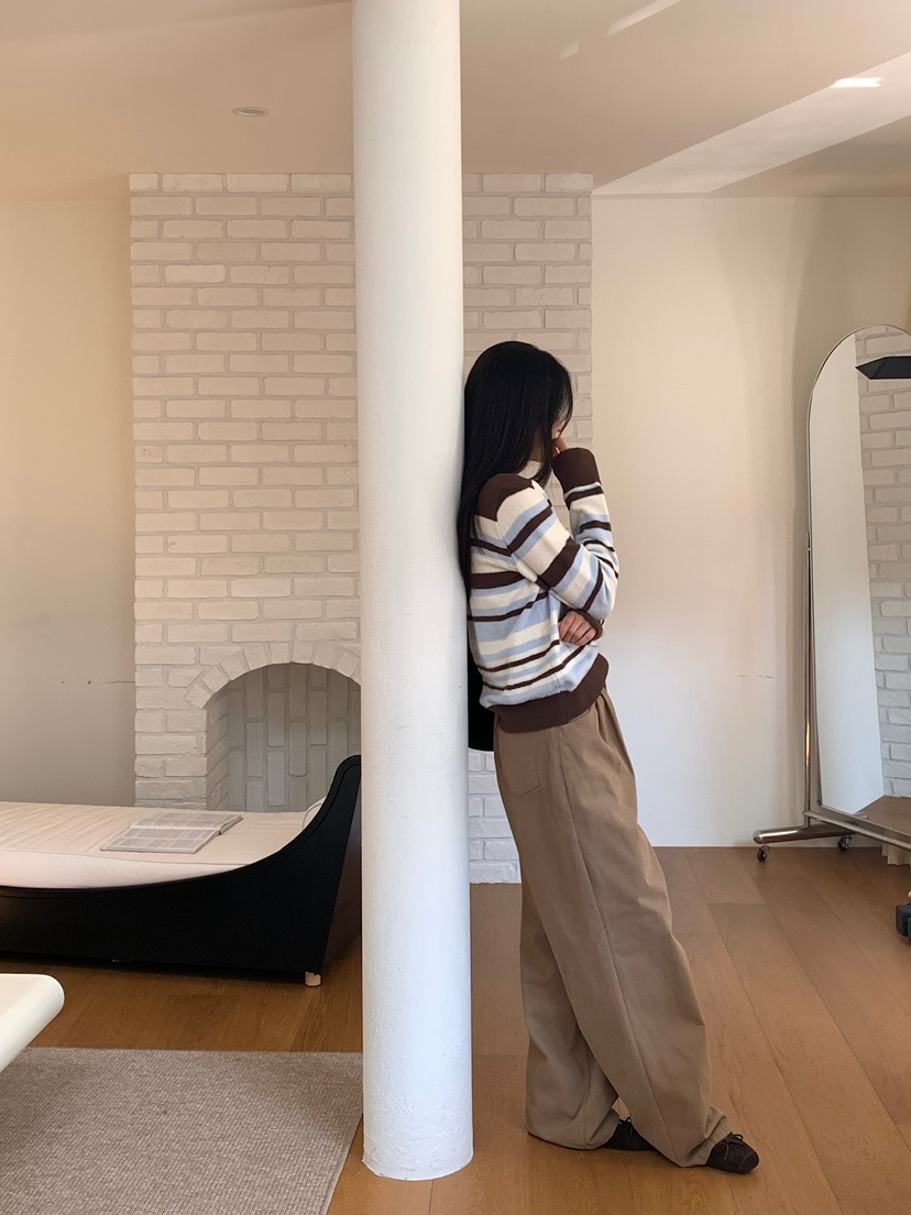 BLEECKER韓國直郵女裝新品時尚真品人氣休閑熱賣針織衫條紋BLEECKER針織衫