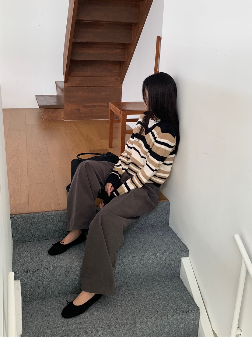 BLEECKER韓國直郵女裝新品時尚真品人氣休閑熱賣針織衫條紋BLEECKER針織衫