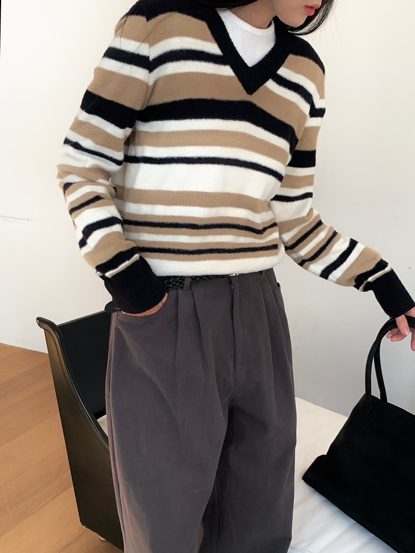 BLEECKER韓國直郵女裝新品時尚真品人氣休閑熱賣針織衫條紋BLEECKER針織衫
