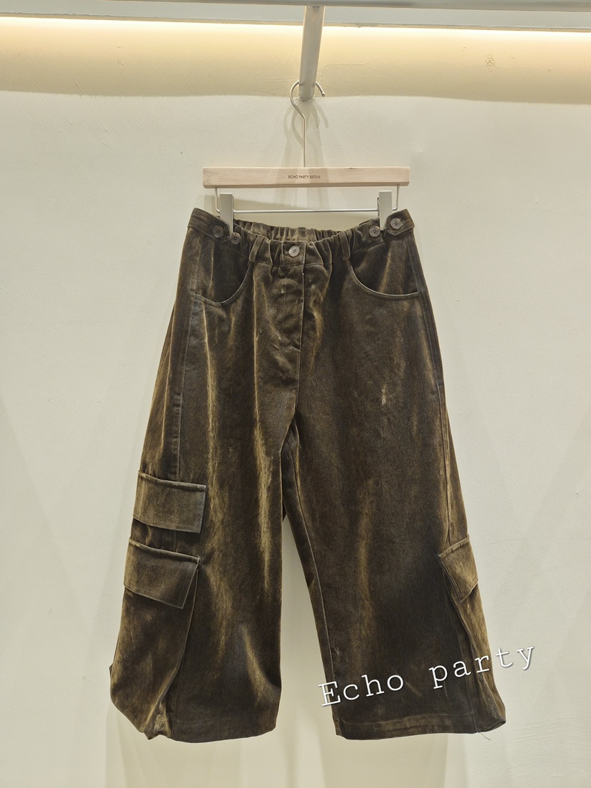 ECHOPARTY韓國代購女士新品真品人氣熱賣休閑休閑褲天鵝絨Echo party休閑褲圖色1