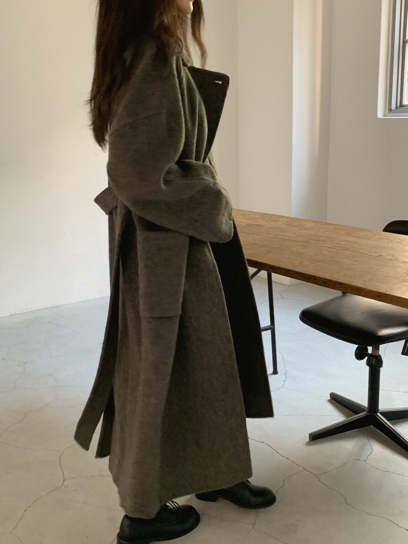 MOSMOS東大門代購女裝新款真品人氣中長款大衣含腰帶手工MOSMOS中長款大衣