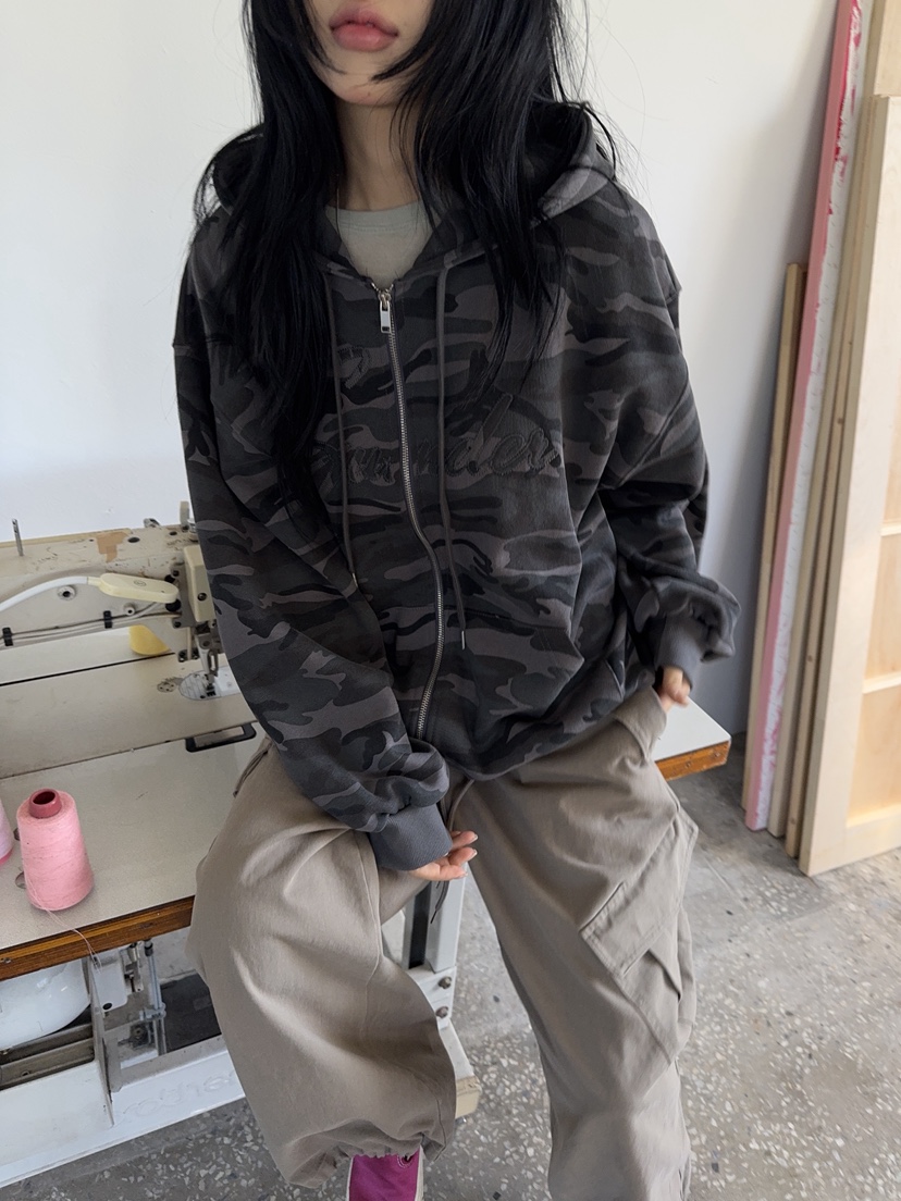 SUNDER MARKET韓國直郵女士新品人氣推薦休閑真品夾克迷彩SUNDER MARKET夾克