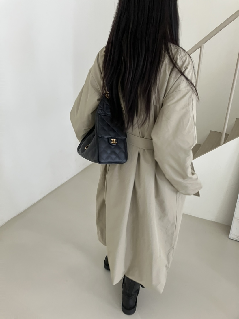 PIN-UP韓國直郵女士新品熱賣休閑真品長款風衣含腰帶羽絨PIN-UP長款風衣