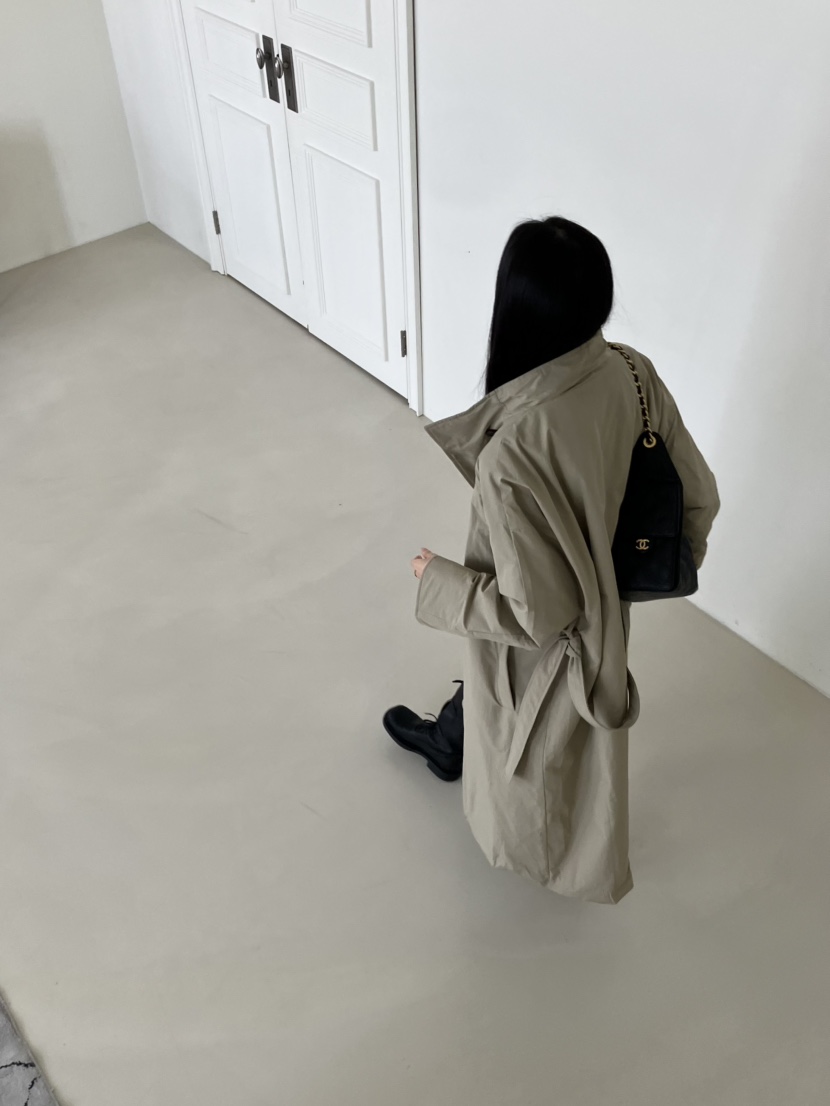 PIN-UP韓國直郵女士新品熱賣休閑真品長款風衣含腰帶羽絨PIN-UP長款風衣