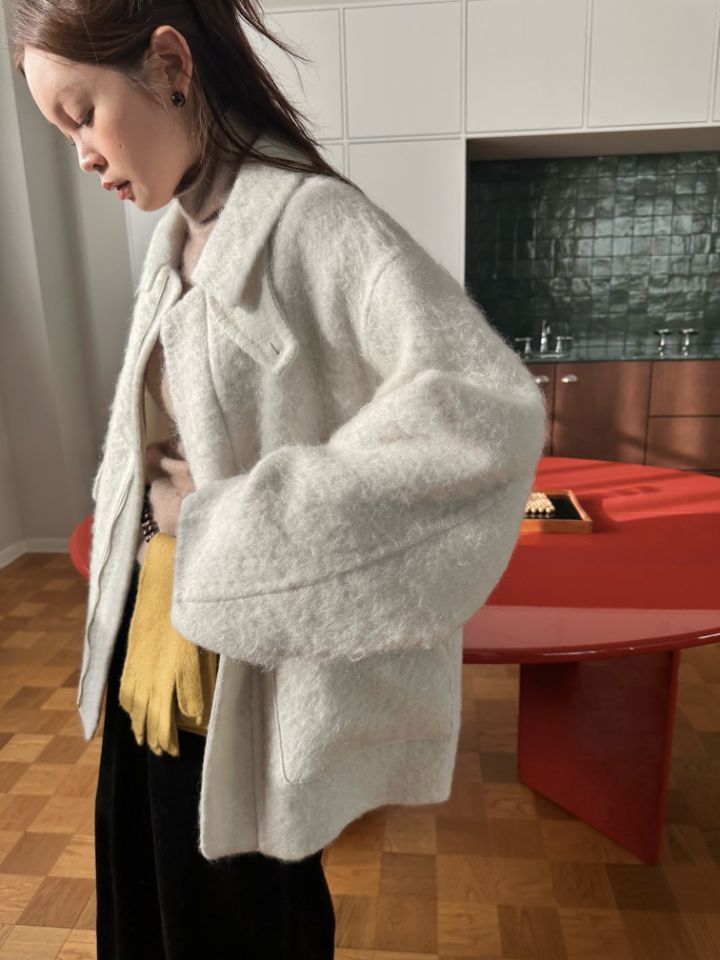 MARE東大門實拍女士新品時尚推薦熱賣真品短款大衣馬海毛MARE短款大衣