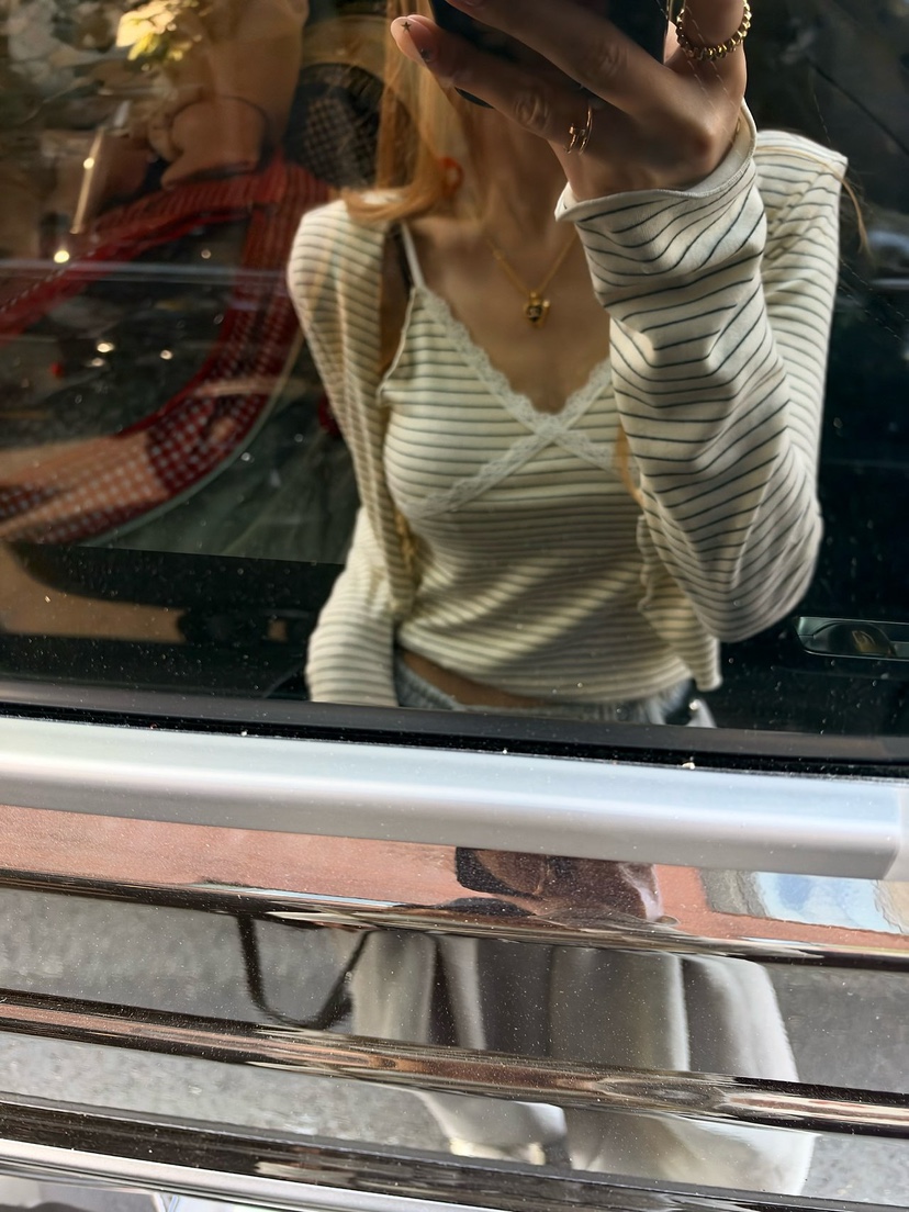 ZEROZERO東大門實拍女裝新款熱賣長袖T恤不含內搭開衫條紋ZEROZERO長袖T恤