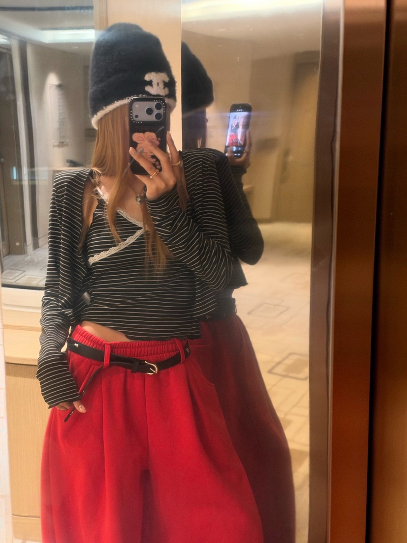 ZEROZERO東大門實拍女裝新款熱賣長袖T恤不含內搭開衫條紋ZEROZERO長袖T恤圖色2