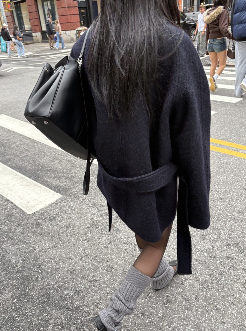 FOR TAPE韓國代購女士新款推薦休閑真品中長款大衣含腰帶FOR TAPE中長款大衣