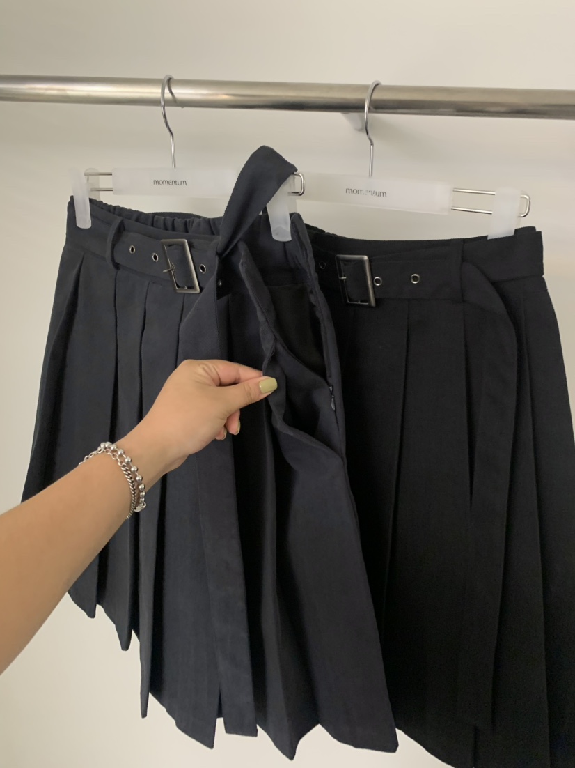 MOMENTUM韓國代購女士新款真品熱賣半身裙中短裙含腰帶褶裥MOMENTUM半身裙/中短裙