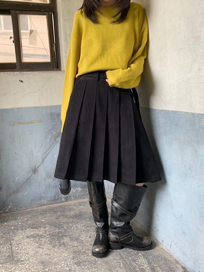 MOMENTUM韓國代購女士新款真品熱賣半身裙中短裙含腰帶褶裥MOMENTUM半身裙/中短裙