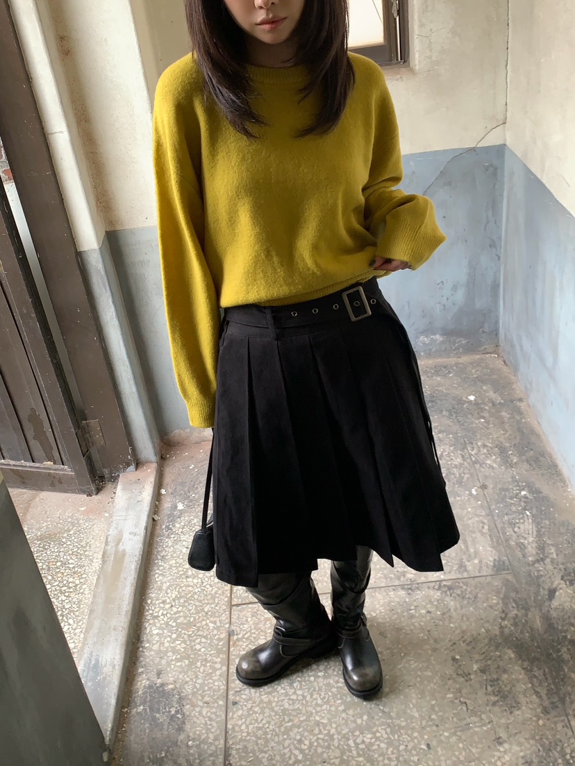 MOMENTUM韓國代購女士新款真品熱賣半身裙中短裙含腰帶褶裥MOMENTUM半身裙/中短裙