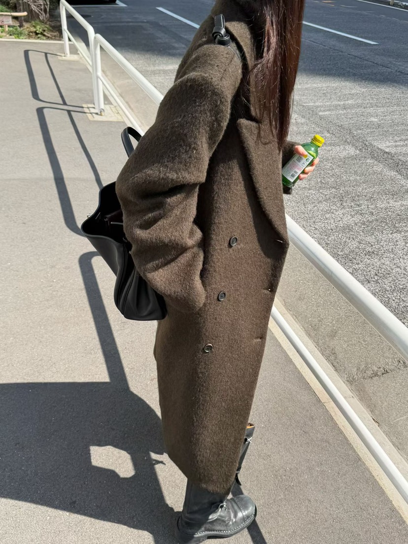 ARKIE/TAF韓國代購女裝新品時尚人氣休閑中長款大衣羊駝毛ARKIE/TAF中長款大衣