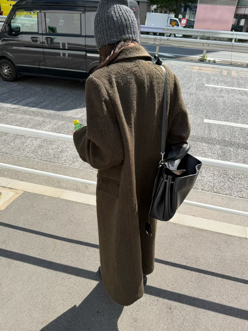 ARKIE/TAF韓國代購女裝新品時尚人氣休閑中長款大衣羊駝毛ARKIE/TAF中長款大衣