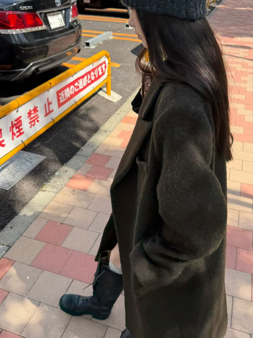ARKIE/TAF韓國代購女裝新品時尚人氣休閑中長款大衣羊駝毛ARKIE/TAF中長款大衣