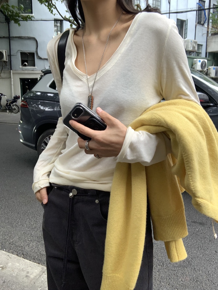 ROMANTICIZE韓國代購女裝新品熱賣推薦人氣時尚長袖T恤V領ROMANTICIZE長袖T恤