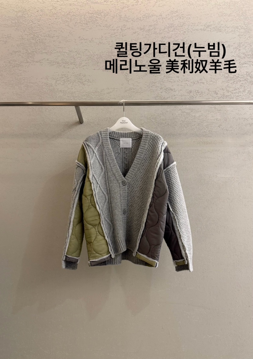 PLAYBUTTON-P韓國直郵女士新品推薦休閑熱賣開衫開衫絎縫PLAYBUTTON開衫圖色3