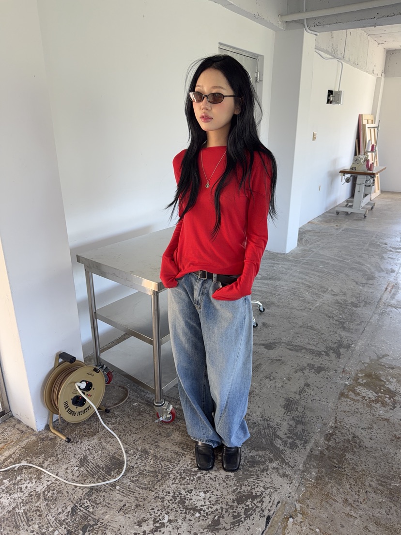 SUNDER MARKET東大門直郵女士新款時尚長袖T恤美利奴羊毛SUNDER MARKET長袖T恤圖色2