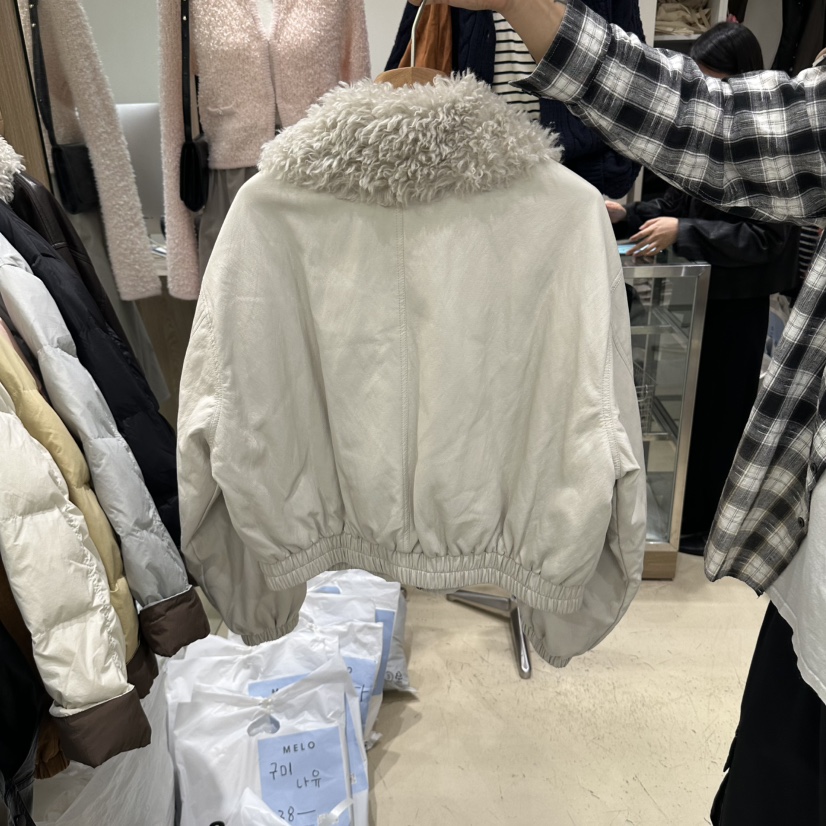 MELO韓國代購女士新品休閑推薦人氣時尚真品熱賣夾克羊皮MELO夾克