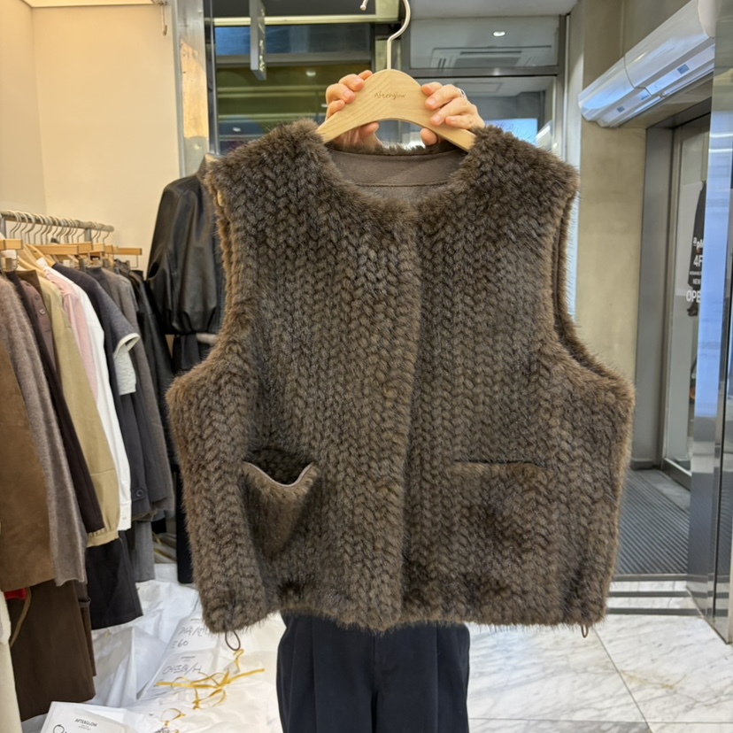 AFTERGLOW東大門直郵女裝新品真品熱賣推薦時尚休閑馬甲皮草AFTERGLOW馬甲圖色2