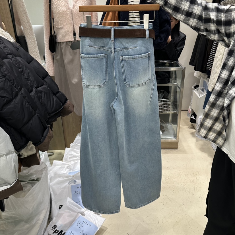 MELO東大門實拍女士新款休閑時尚牛仔褲不含腰帶加絨磨毛MELO牛仔褲