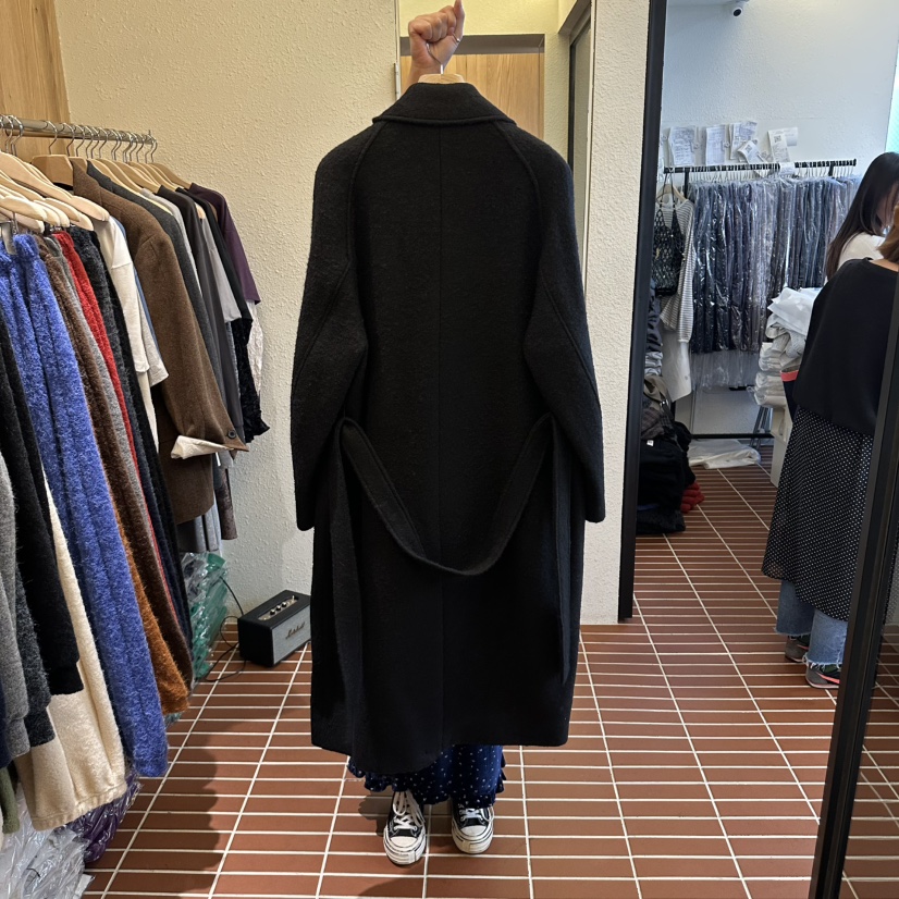 CHOI-L東大門代購女士新品人氣時尚中長款大衣含腰帶羊駝CHOI中長款大衣