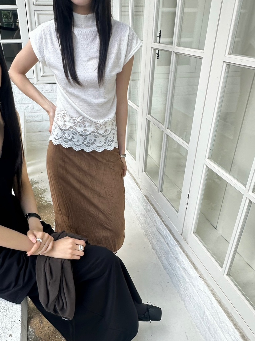ROOOF韓國直郵女裝新款休閑時尚熱賣半身裙中短裙絨面革褶皺ROOOF半身裙/中短裙