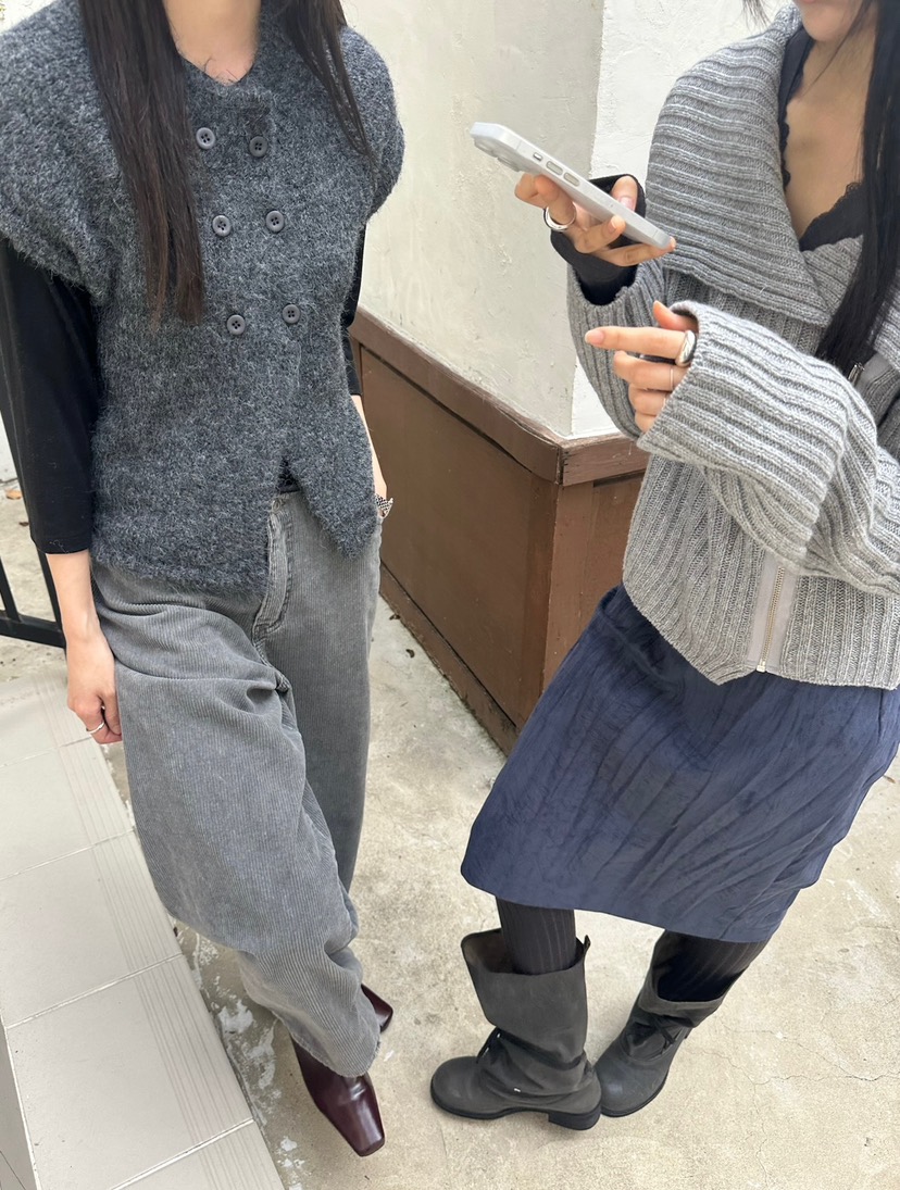 ROOOF韓國直郵女裝新款休閑時尚熱賣半身裙中短裙絨面革褶皺ROOOF半身裙/中短裙