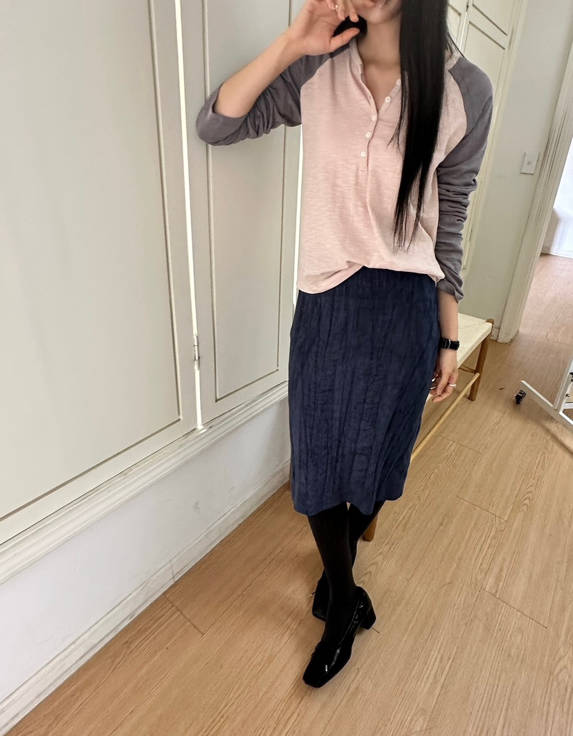 ROOOF韓國直郵女裝新款休閑時尚熱賣半身裙中短裙絨面革褶皺ROOOF半身裙/中短裙