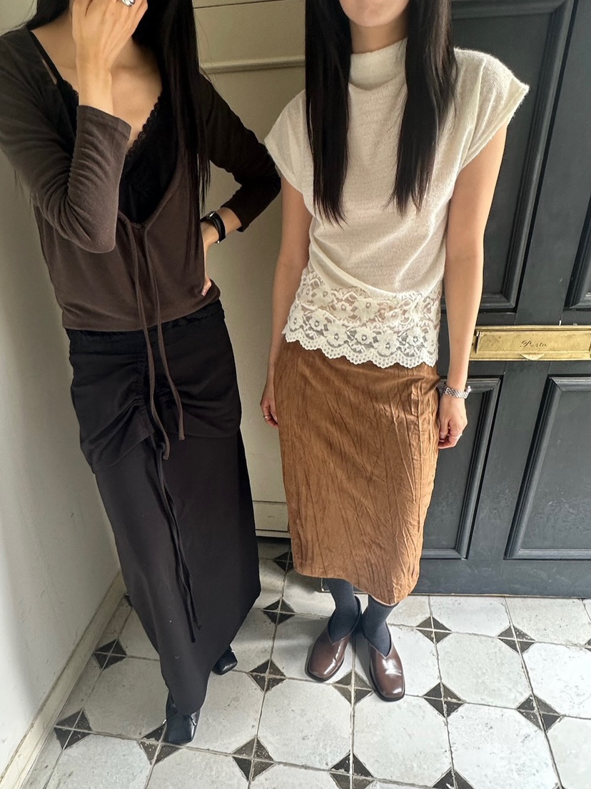 ROOOF韓國直郵女裝新款休閑時尚熱賣半身裙中短裙絨面革褶皺ROOOF半身裙/中短裙