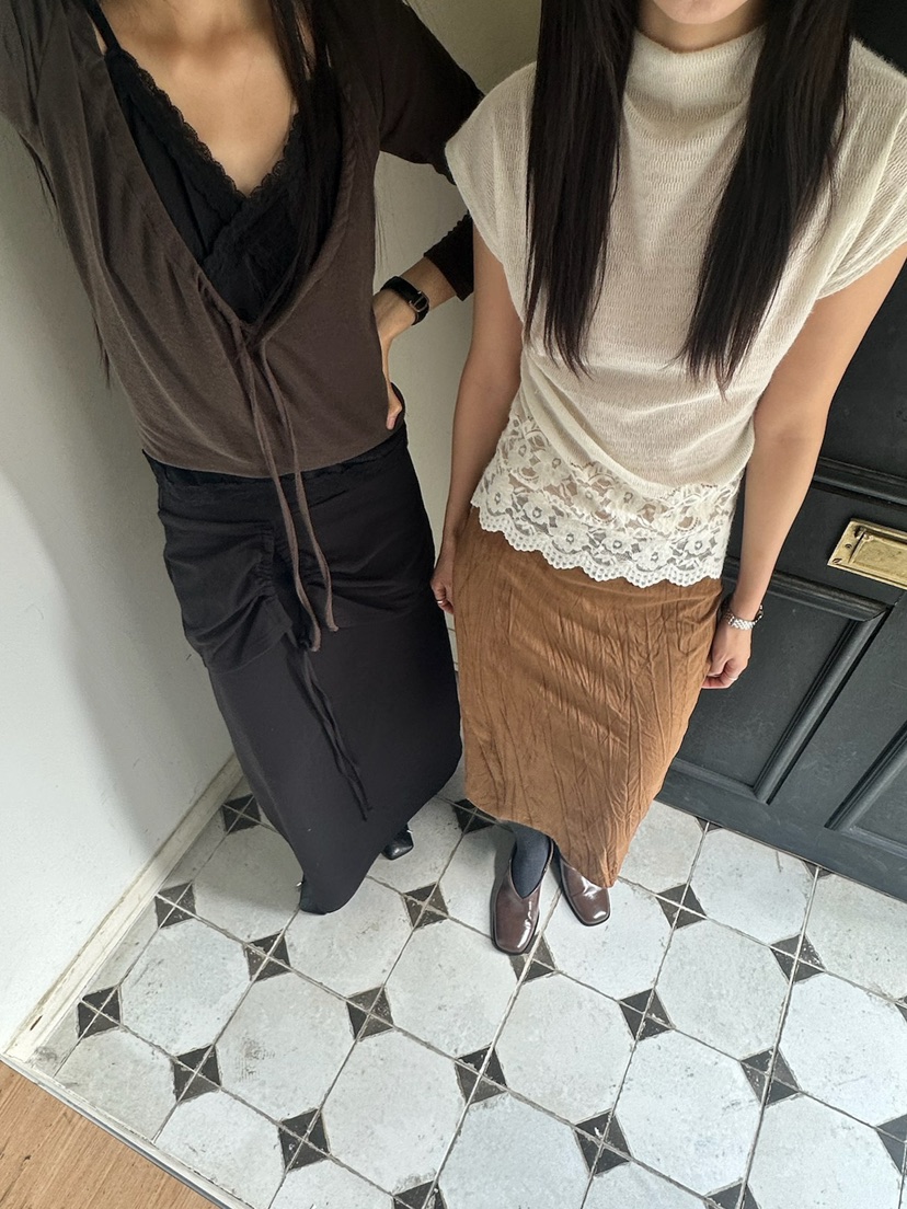 ROOOF韓國直郵女裝新款休閑時尚熱賣半身裙中短裙絨面革褶皺ROOOF半身裙/中短裙