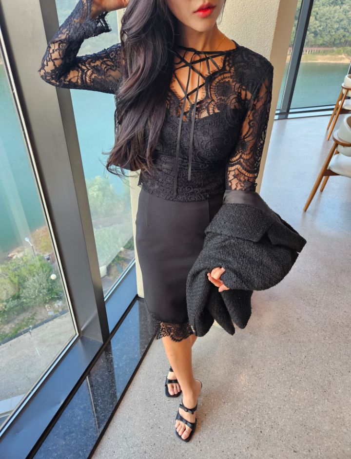 HIGH HEELS韓國直郵女裝新款推薦休閑人氣熱賣襯衫蕾絲衫HIGH HEELS襯衫/蕾絲衫