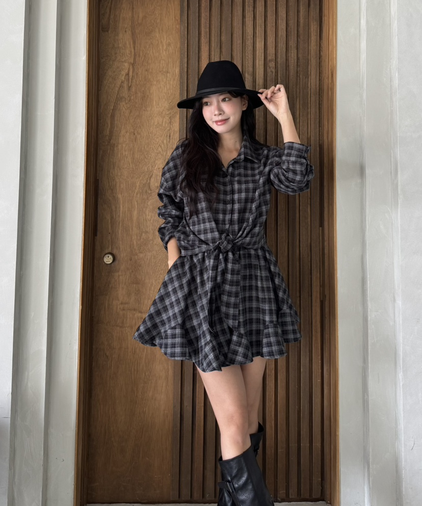 MARIGOLD韓國代購女士新品真品休閑時尚人氣襯衫蕾絲衫格子MARIGOLD襯衫/蕾絲衫