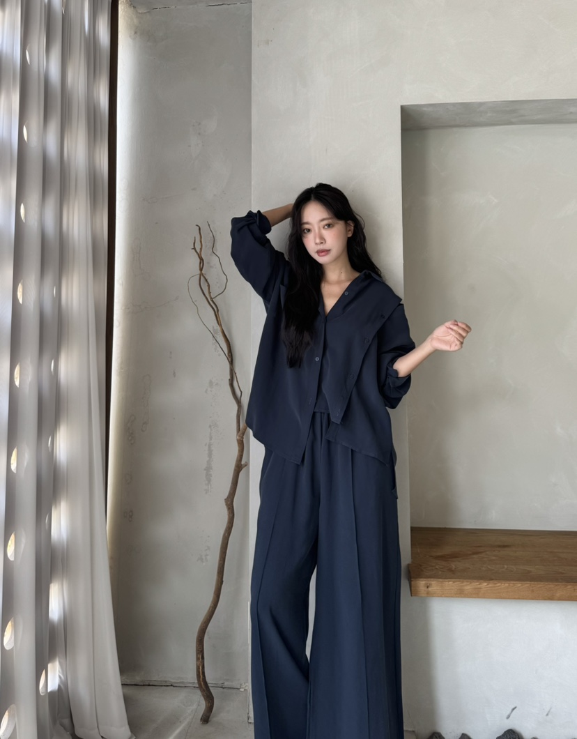 MARIGOLD韓國直郵女士新品休閑真品推薦襯衫蕾絲衫開衩紐扣MARIGOLD襯衫/蕾絲衫