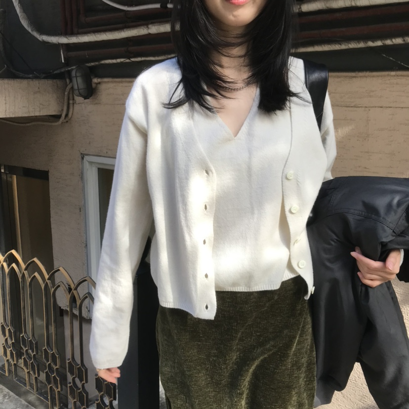 LOFN韓國代購女士新品休閑時尚真品熱賣推薦針織衫假兩件LOFN針織衫