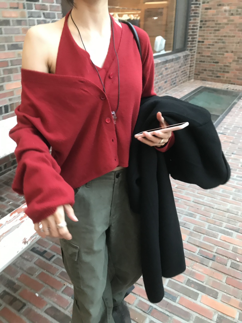 LOFN韓國代購女士新品休閑時尚真品熱賣推薦針織衫假兩件LOFN針織衫