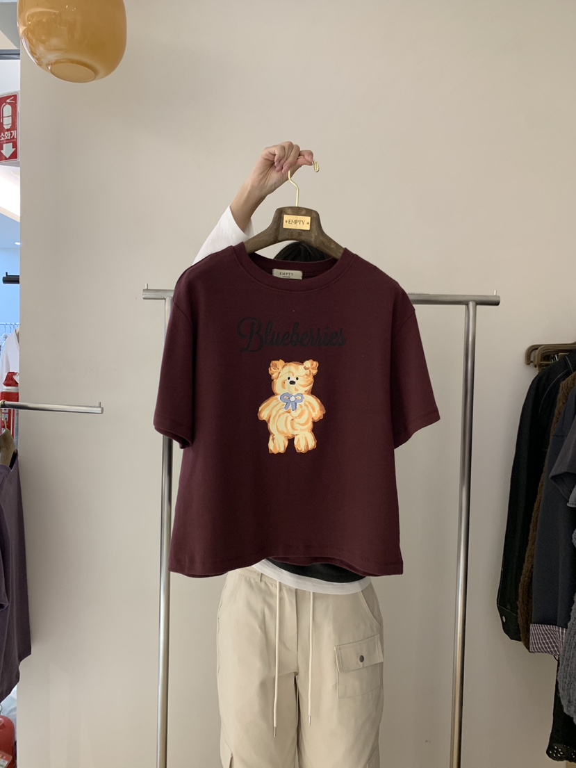 EMPTY韓國直郵女裝新款熱賣推薦休閑真品人氣時尚T恤泰迪熊EMPTYT恤圖色1