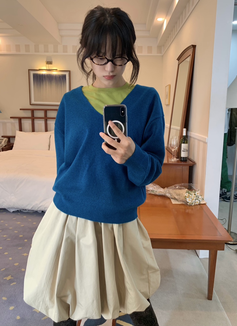 PANTRY HAUS東大門代購女裝新款時尚熱賣休閑針織衫深V領PANTRY HAUS針織衫