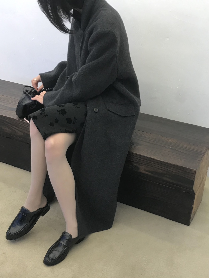 LOFN韓國代購女士新款推薦熱賣時尚休閑人氣真品中長款大衣LOFN中長款大衣