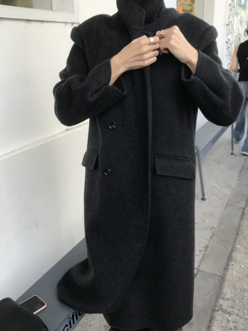 LOFN韓國代購女士新款推薦熱賣時尚休閑人氣真品中長款大衣LOFN中長款大衣