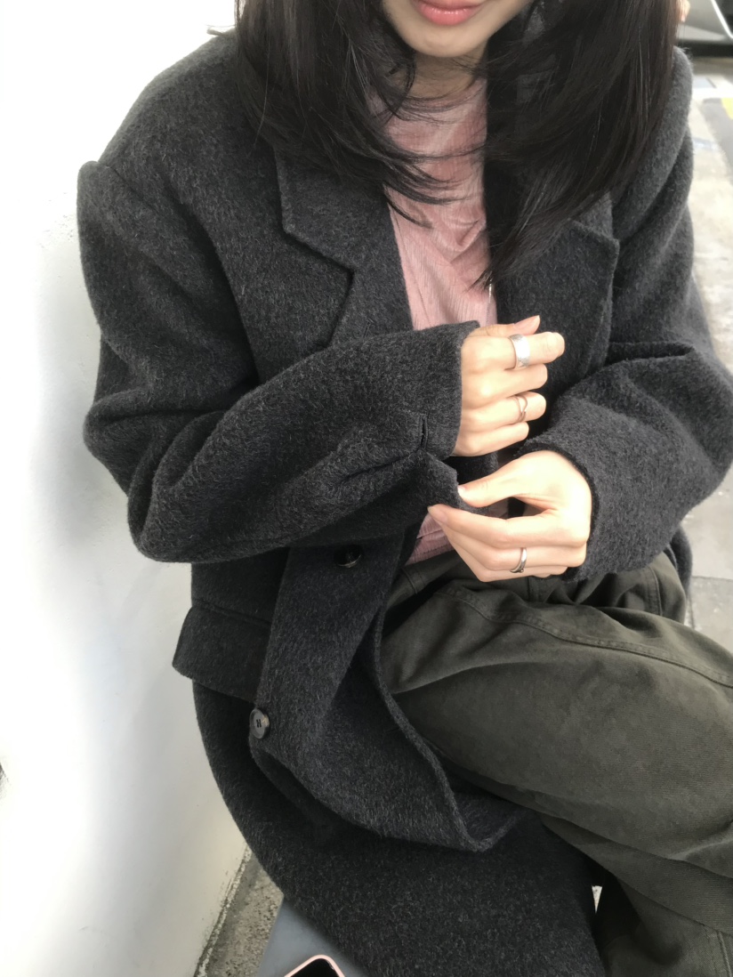 LOFN韓國代購女士新款推薦熱賣時尚休閑人氣真品中長款大衣LOFN中長款大衣