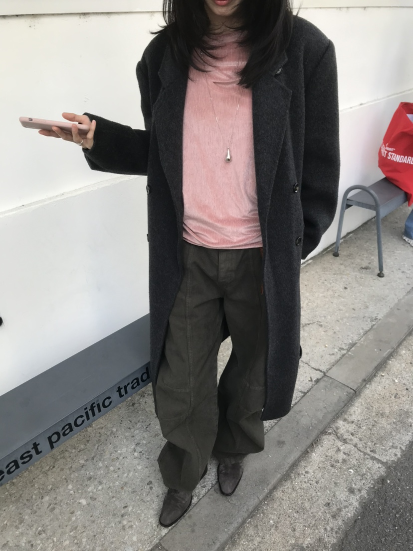 LOFN韓國代購女士新款推薦熱賣時尚休閑人氣真品中長款大衣LOFN中長款大衣