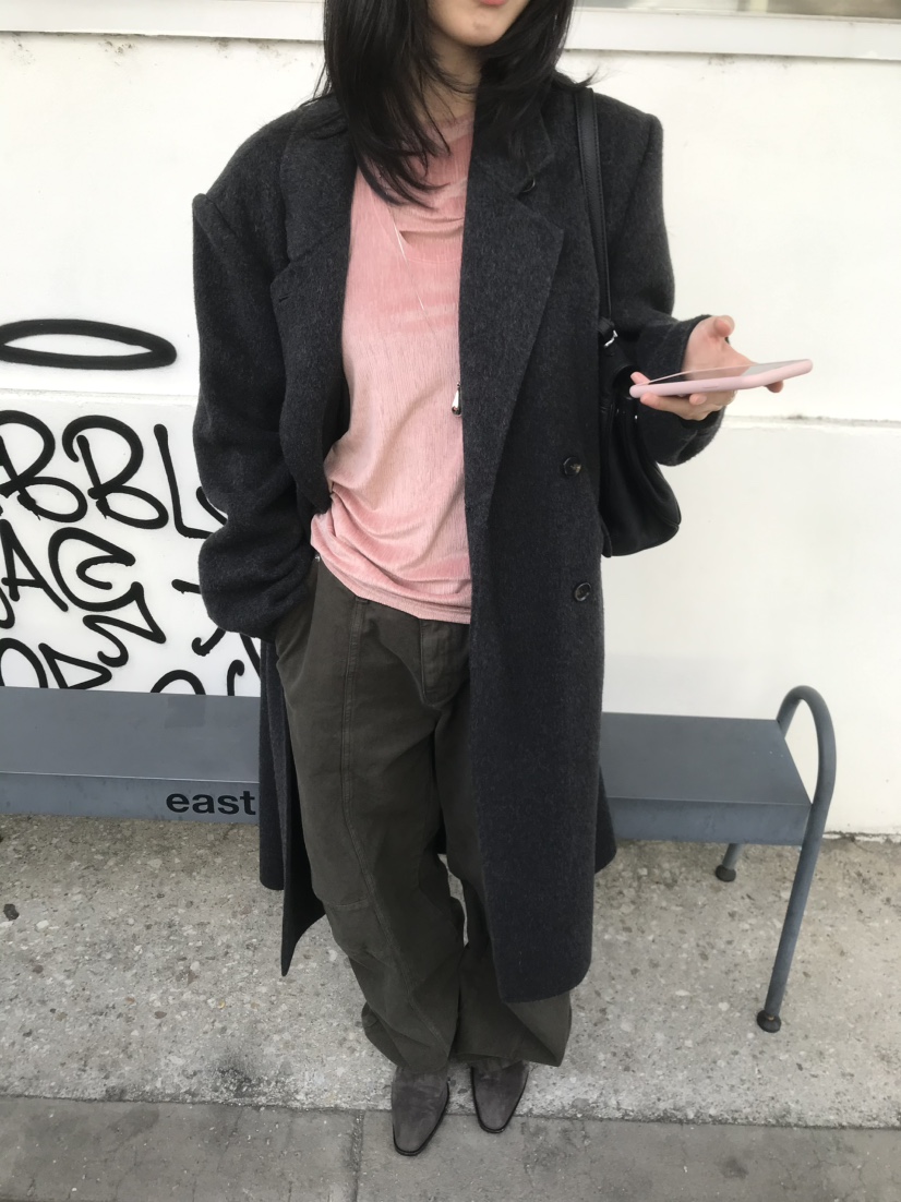 LOFN韓國代購女士新款推薦熱賣時尚休閑人氣真品中長款大衣LOFN中長款大衣