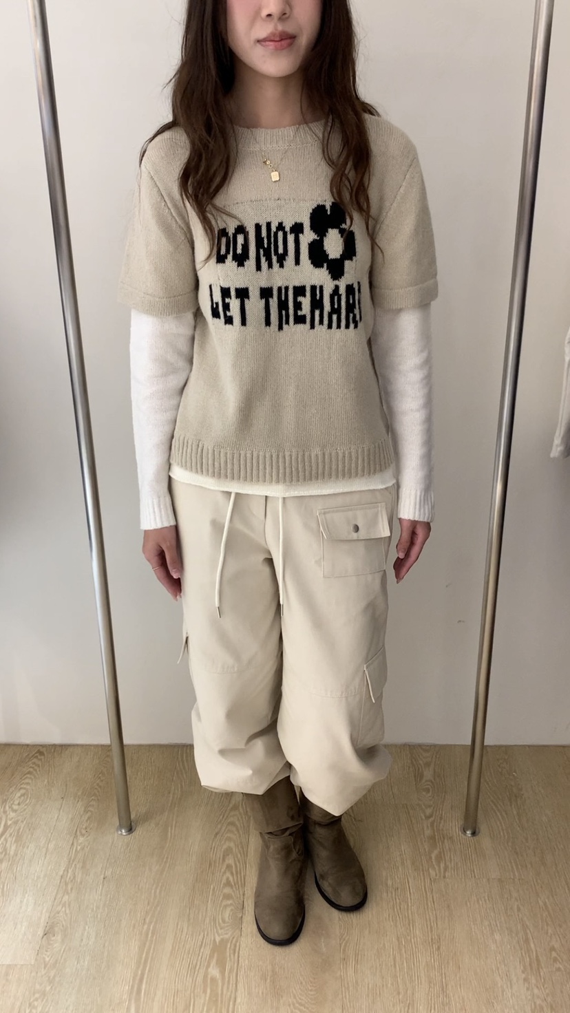 EMPTY韓國直郵女裝新品推薦人氣時尚針織衫假兩件花朵層疊EMPTY針織衫圖色2