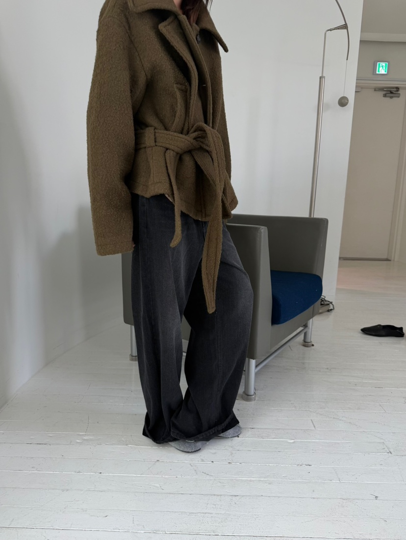 MINIMUZE韓國代購女士新品熱賣時尚推薦真品短款大衣含腰帶MINIMUZE短款大衣