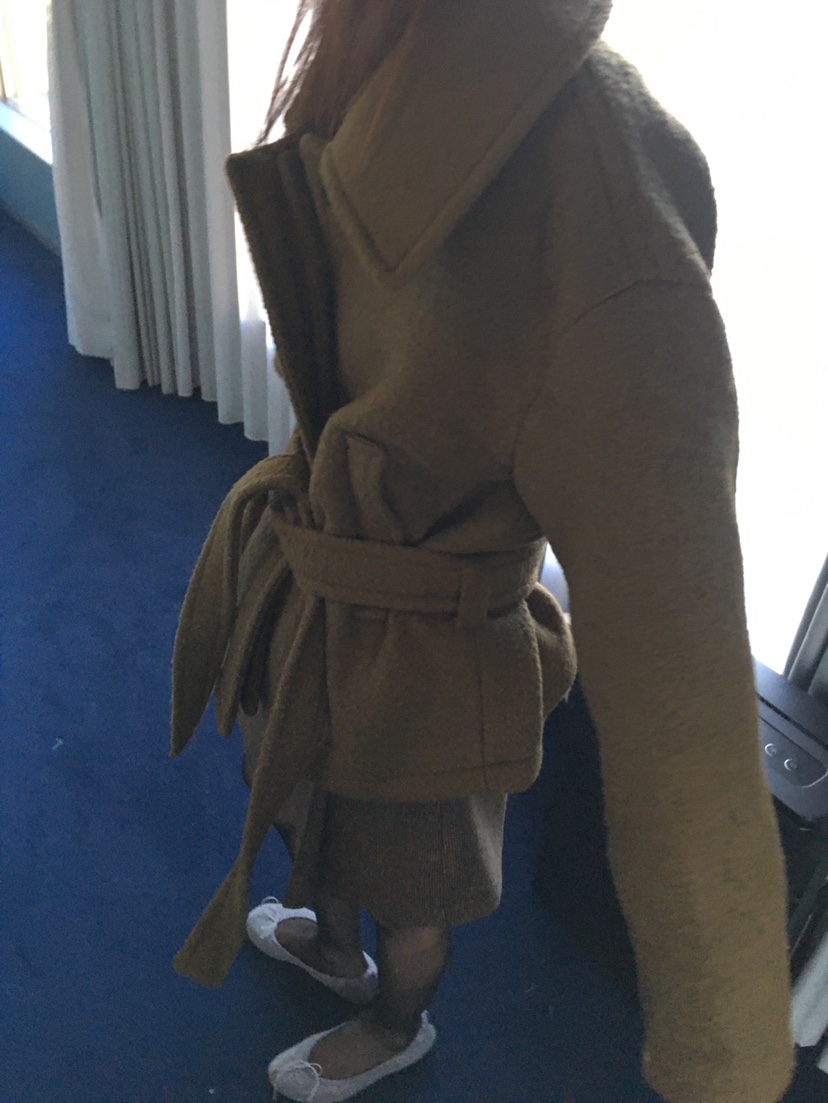 MINIMUZE韓國代購女士新品熱賣時尚推薦真品短款大衣含腰帶MINIMUZE短款大衣