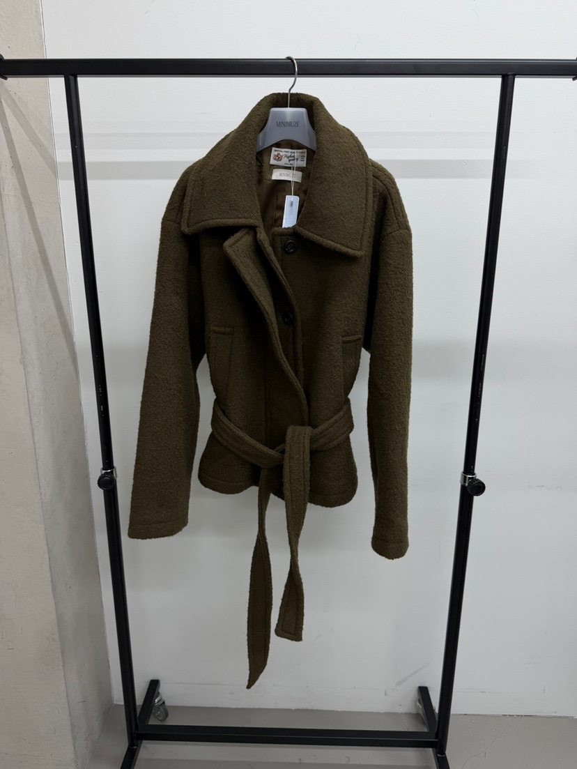 MINIMUZE韓國代購女士新品熱賣時尚推薦真品短款大衣含腰帶MINIMUZE短款大衣圖色1