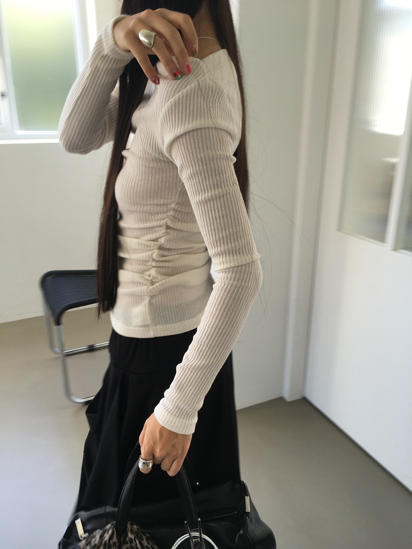 TREMA東大門實拍女裝新品推薦人氣真品休閑熱賣長袖T恤褶皺TREMA長袖T恤