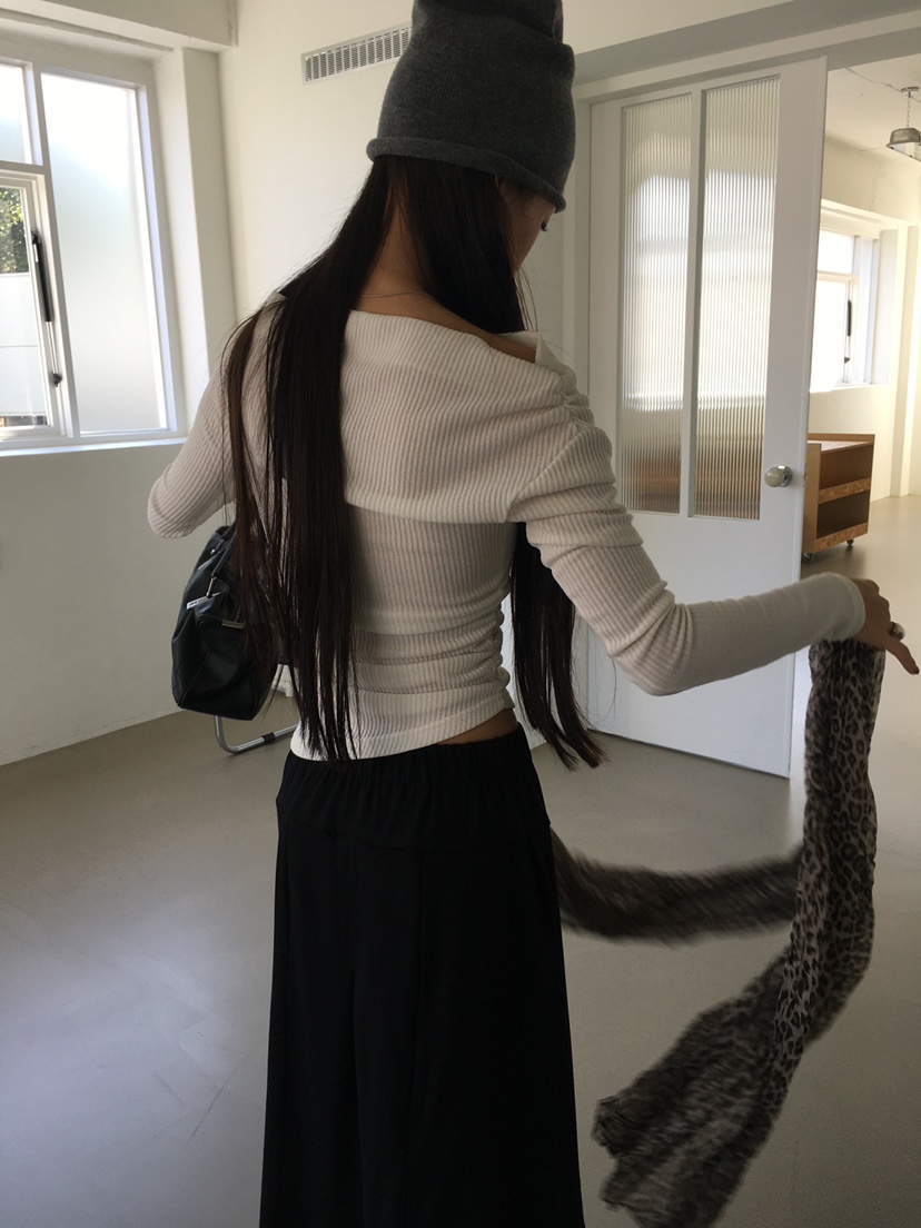 TREMA東大門實拍女裝新品推薦人氣真品休閑熱賣長袖T恤褶皺TREMA長袖T恤